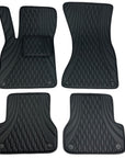 Black Leather Jaguar Floor Mats Waves + Long Comb