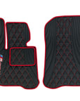 Custom BMW Z4 Leather Floor Mats - Black With Red