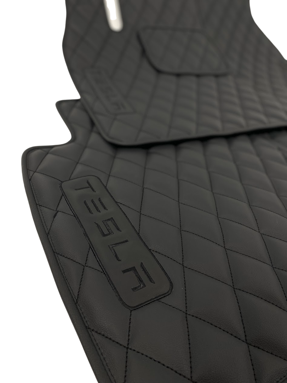 Custom Leather Tesla Model X Floor Mats - Handmade