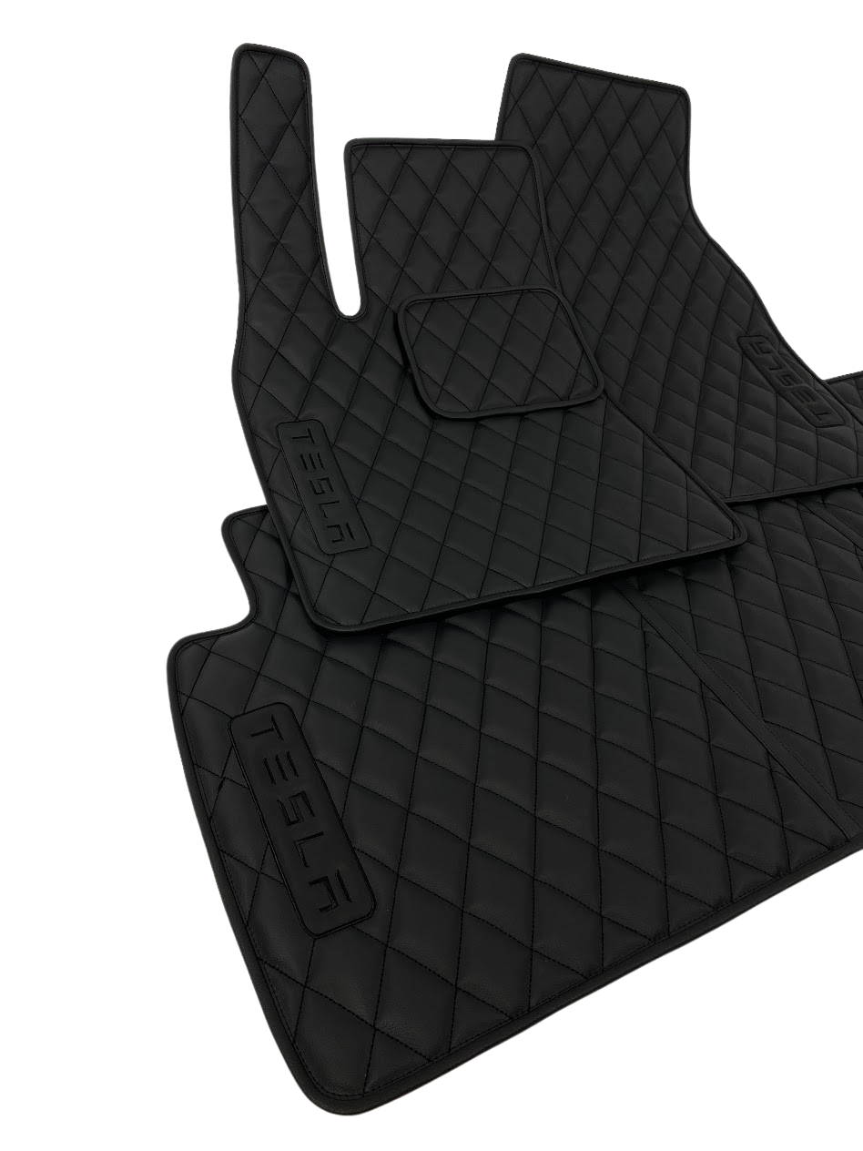 Custom Leather Tesla Model X Floor Mats - Handmade