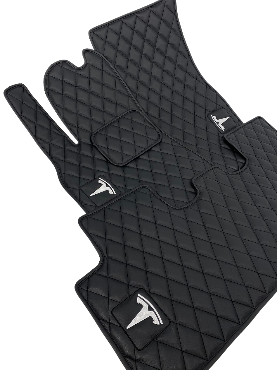 Custom Leather Tesla Model X Floor Mats - Handmade