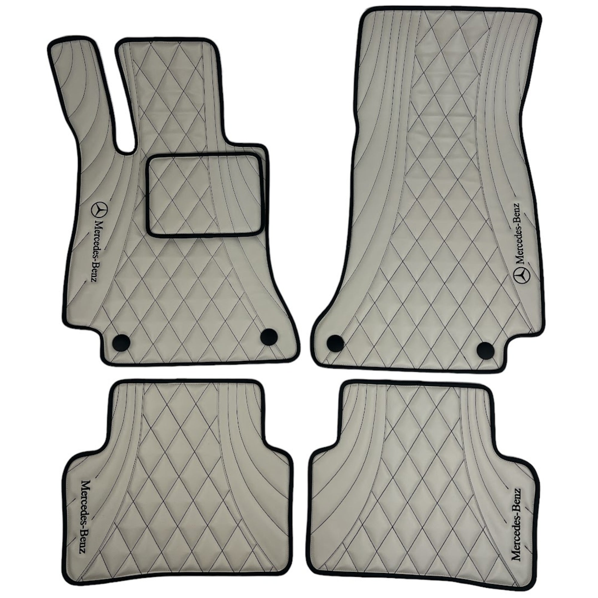 Handmade Genuine Custom Mercedes Benz Leather Floor Mats for Cars - 4 Pieces Set - Waterproof - Extra Durable