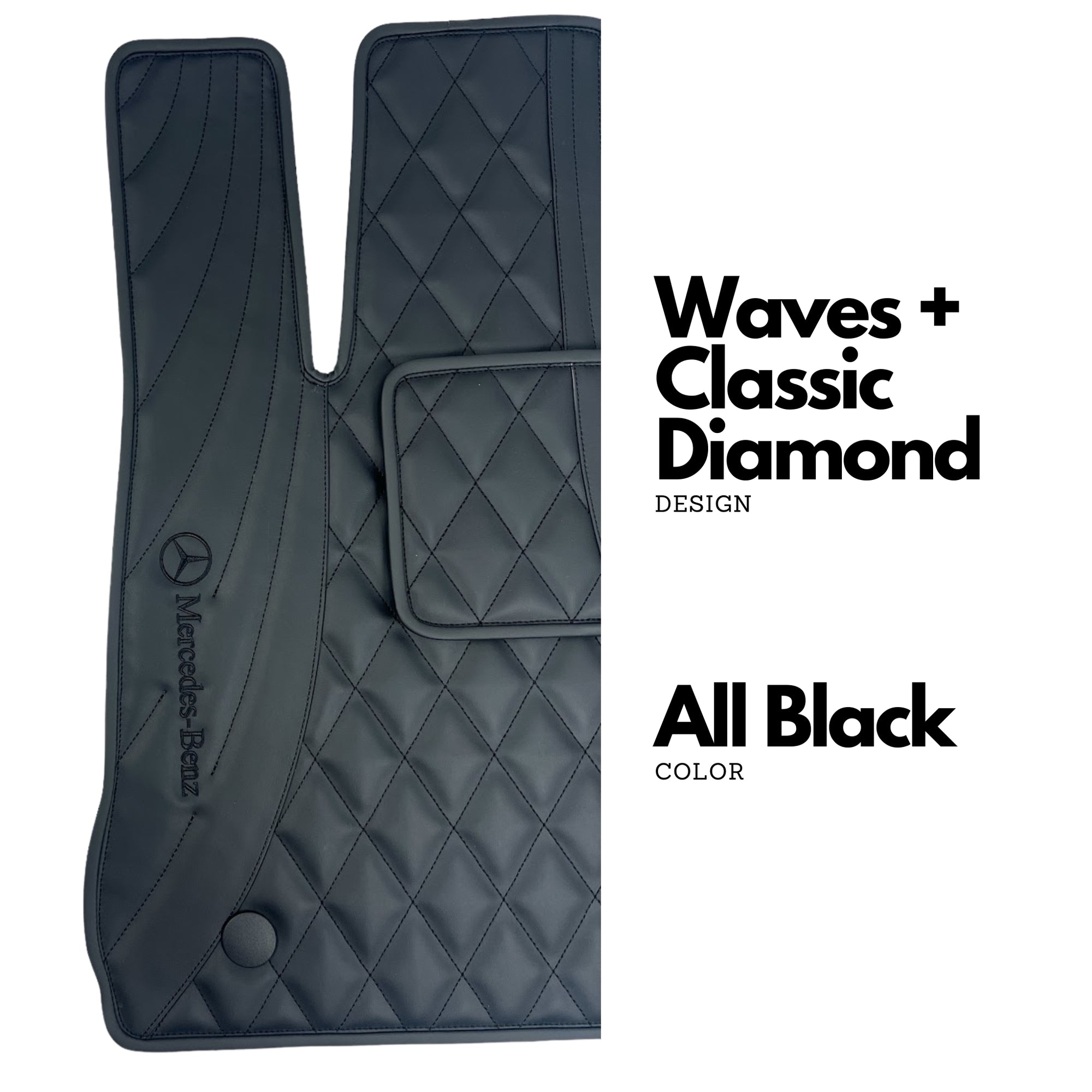 Handmade Genuine Custom Mercedes Benz Leather Floor Mats for Cars - 4 Pieces Set - Waterproof - Extra Durable