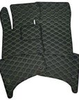 Floor Mats For Porsche Cayenne - Large Comb Stiching Design - Black With Acid Green