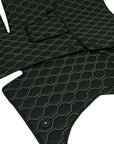 Floor Mats For Porsche Cayenne - Large Comb Stiching Design - Black With Acid Green