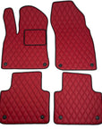 Floor Mats For Porsche Cayenne - Diamond Stitching - Red With Black Thread and Piping