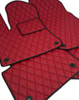Floor Mats For Porsche Cayenne - Diamond Stitching - Red With Black Thread and Piping
