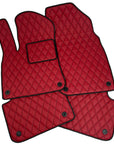 Floor Mats For Porsche Cayenne - Diamond Stitching - Red With Black Thread and Piping