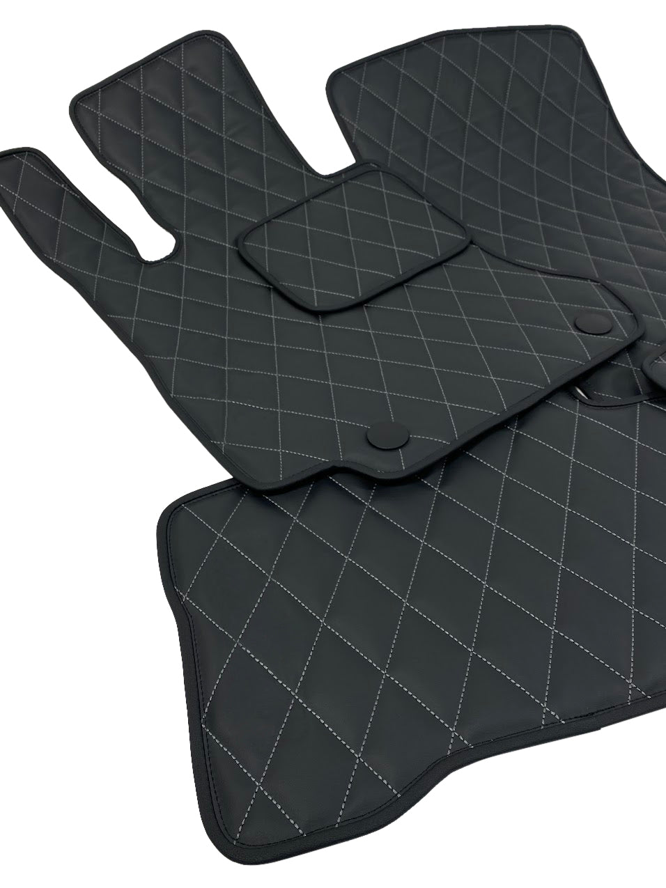 Black with White Tesla Model X Leather Floor Mat