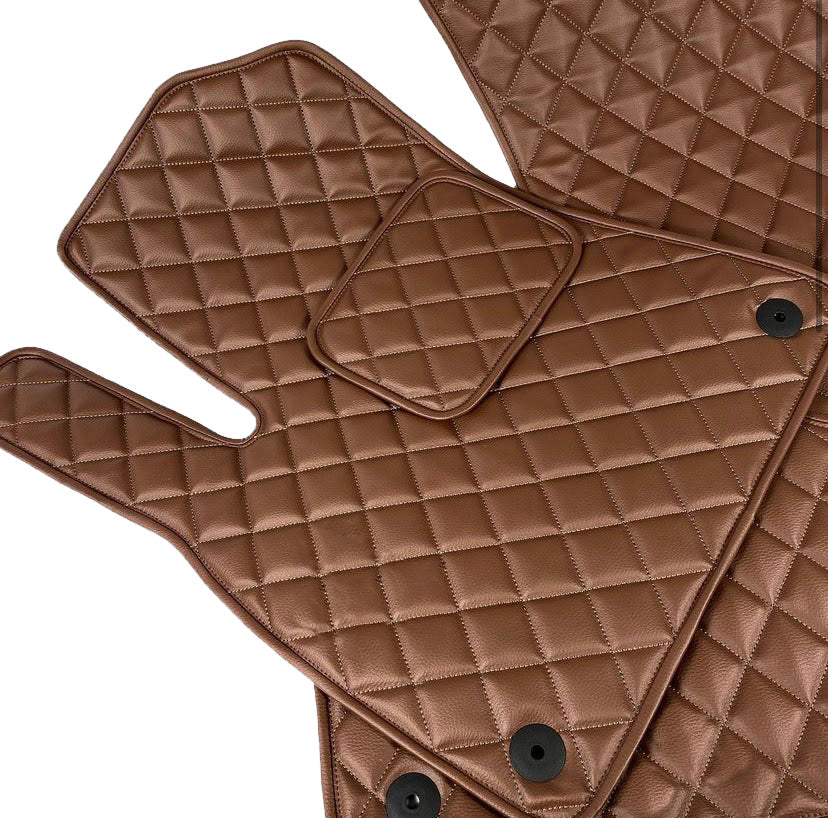 Cognac Tesla Model X Leather Floor Mat