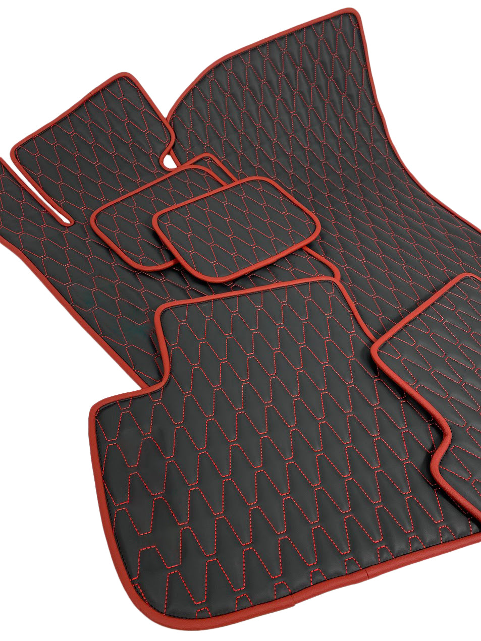 Black with Red Tesla Model X Leather Floor Mat