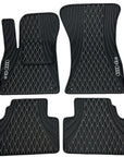 Handmade Genuine Custom AUDI Leather Floor Mats for Cars - 4 Pieces Set - Waterproof - Extra Durable