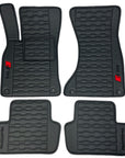 Handmade Genuine Custom AUDI Leather Floor Mats for Cars - 4 Pieces Set - Waterproof - Extra Durable