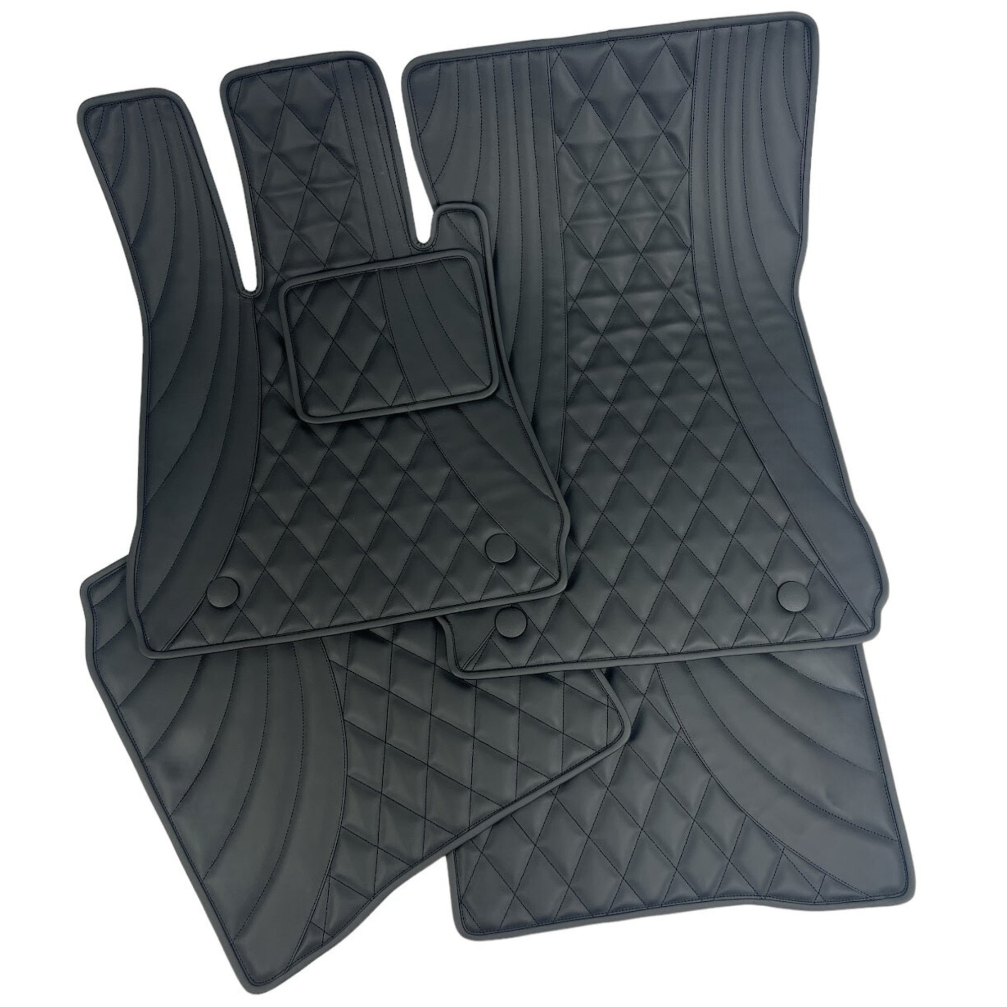 Black Leather Jaguar Floor Mats Custom Design 