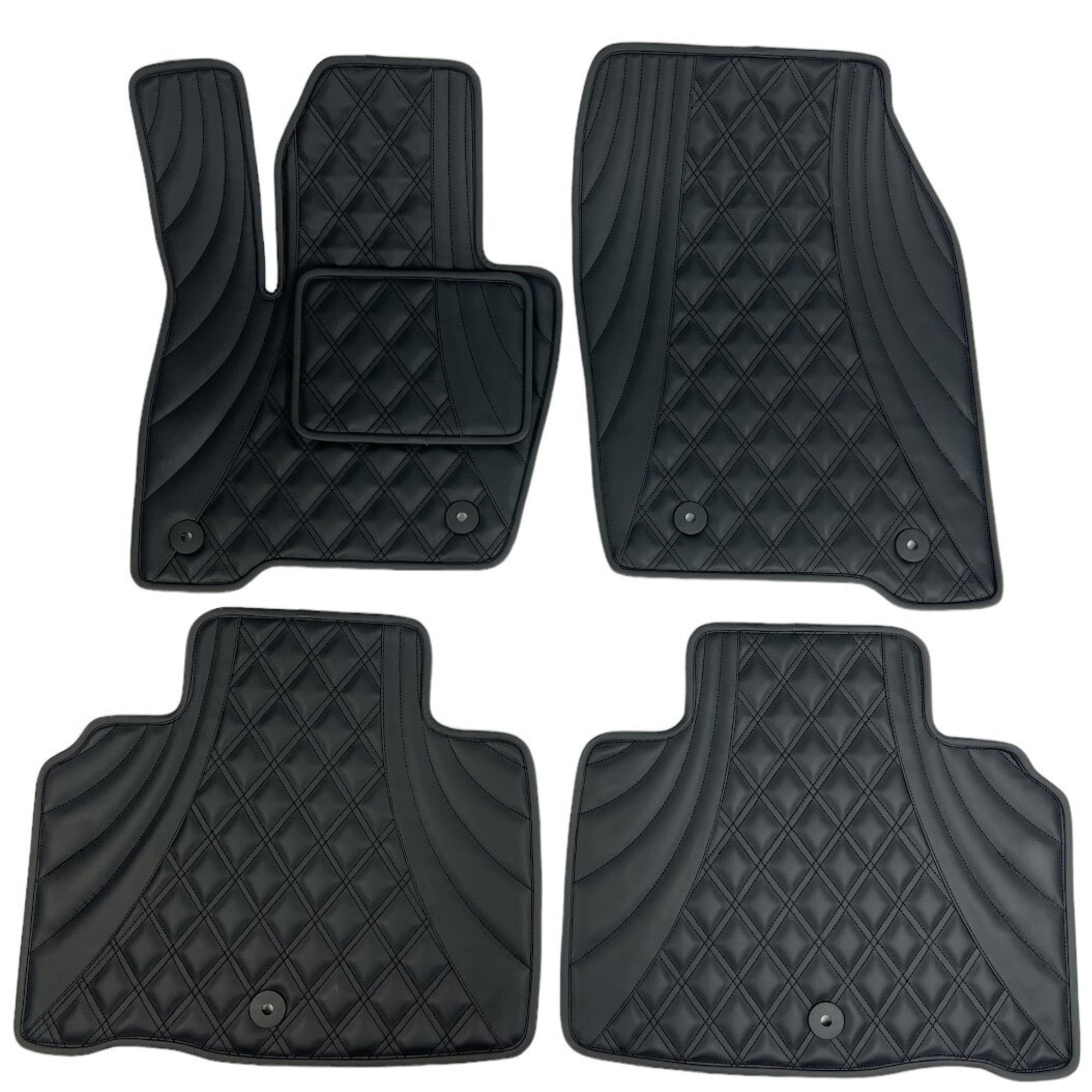 Black Leather Jaguar Floor Mats Custom Design 