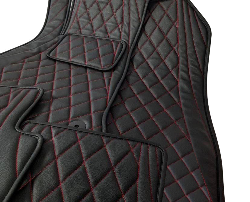 Black With Red Mercedes Floor Mat