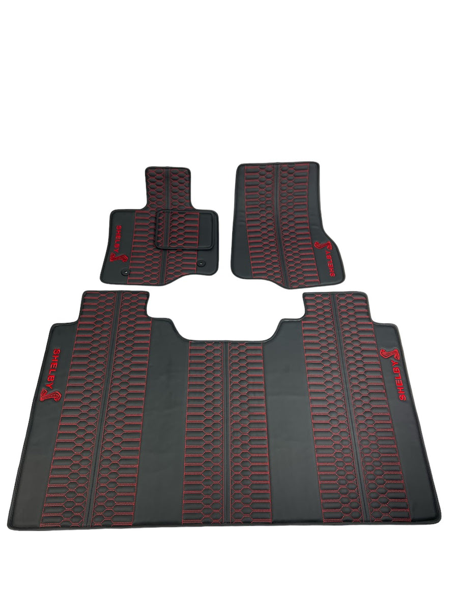 Handmade Luxury Custom Leather Ford F150 Floor Mats - 3 Pieces Set - Waterproof - Extra Durable