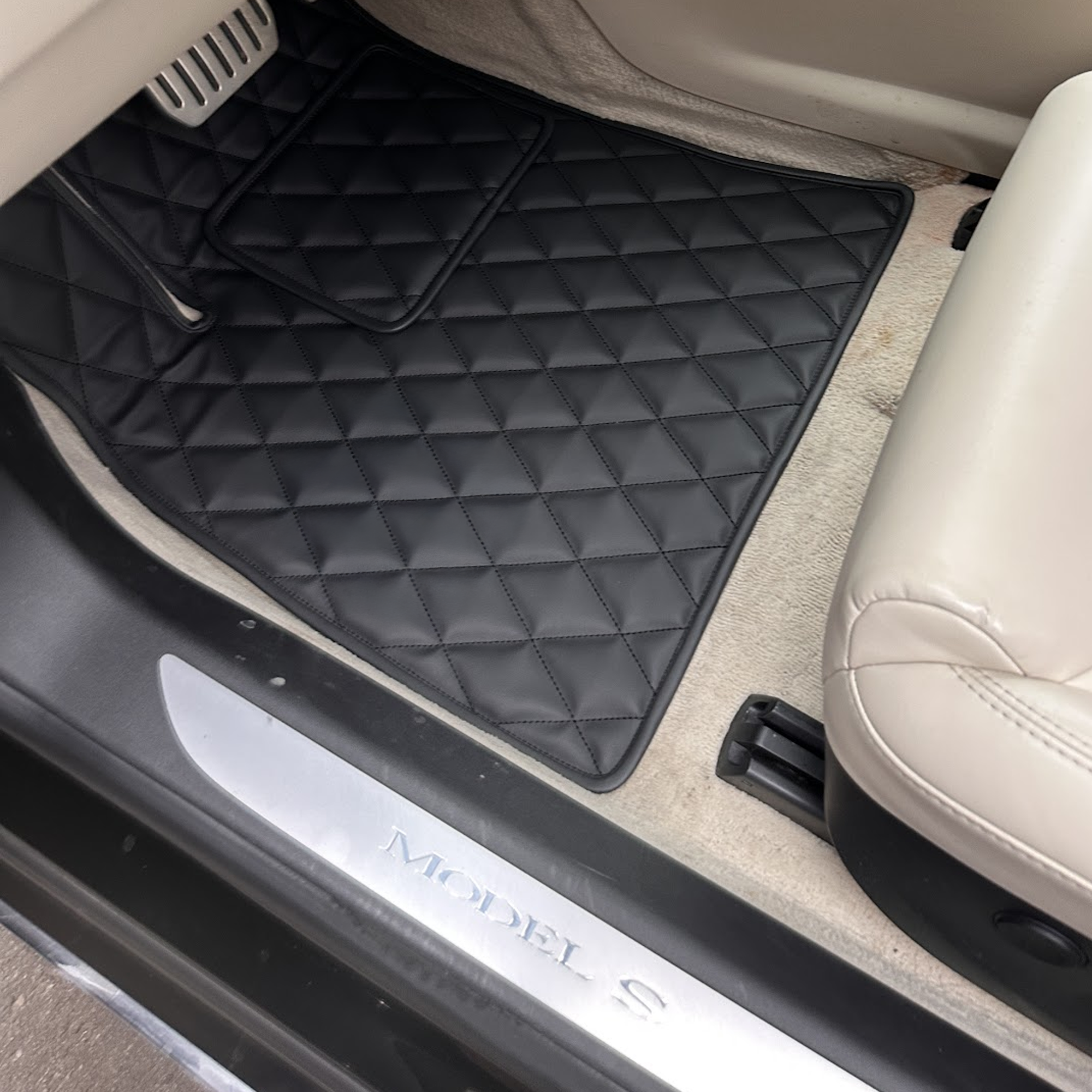 Custom Leather Tesla Floor Mats - Handmade