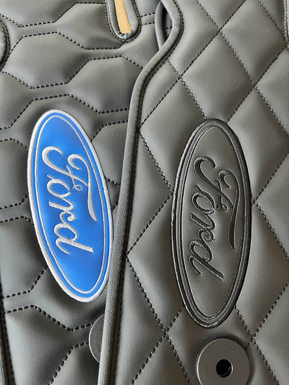 Custom Luxury Car Floor Mats For Ford Focus RS MK3 – UK Made, Embroidered Logos, Blue Binding