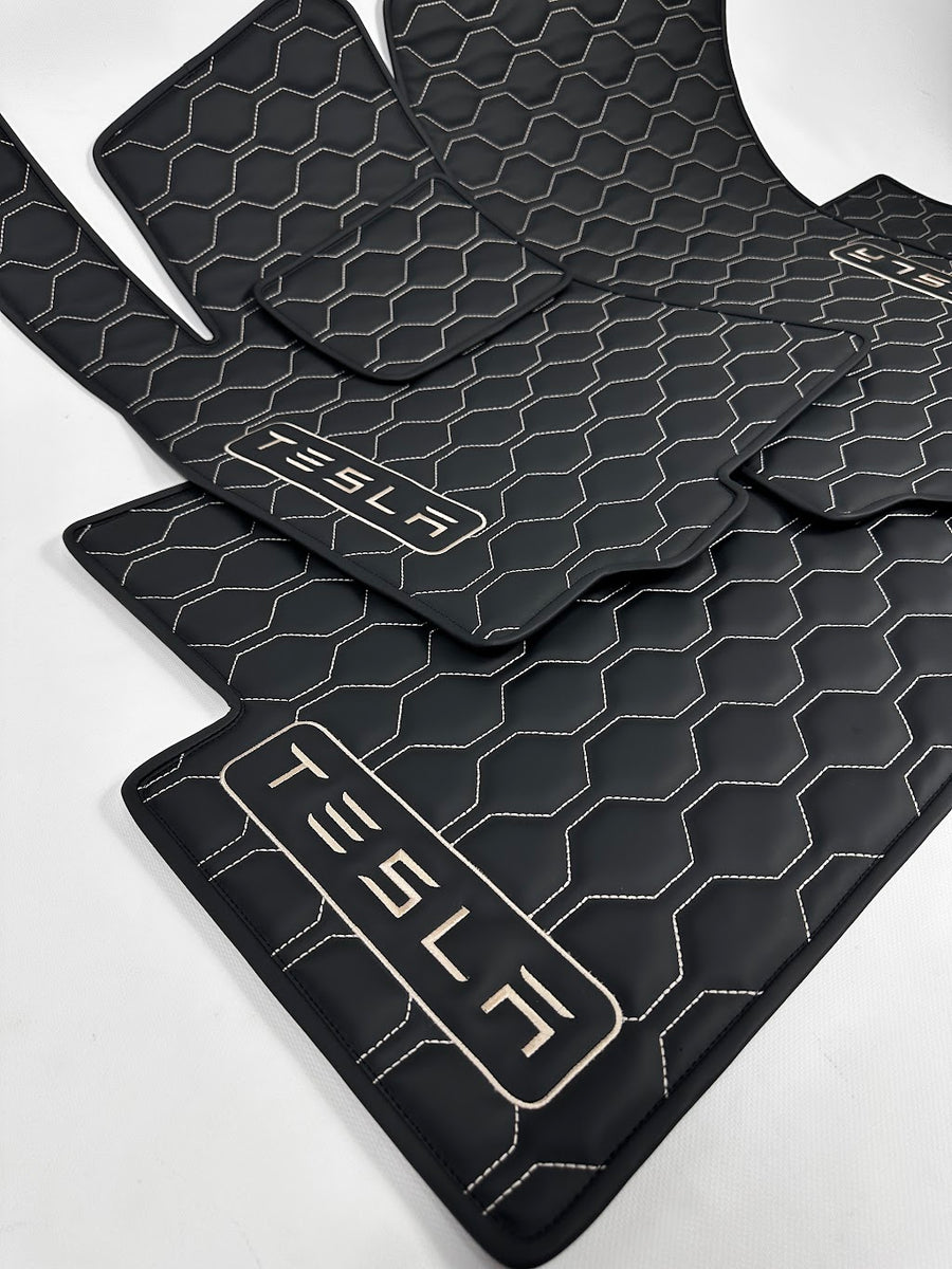 Custom Leather Tesla Floor Mats - Handmade