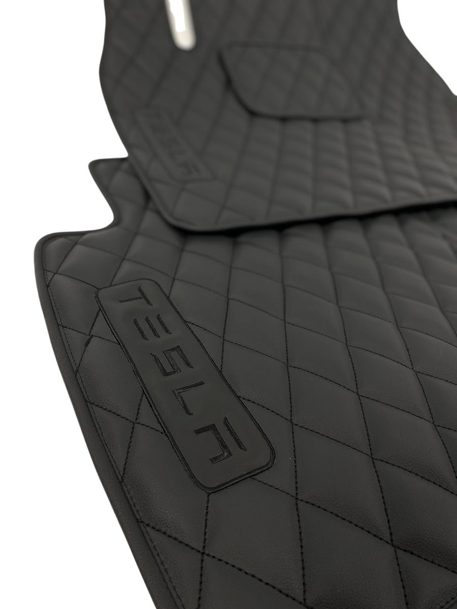 Custom Leather Tesla Model S Floor Mats - Handmade