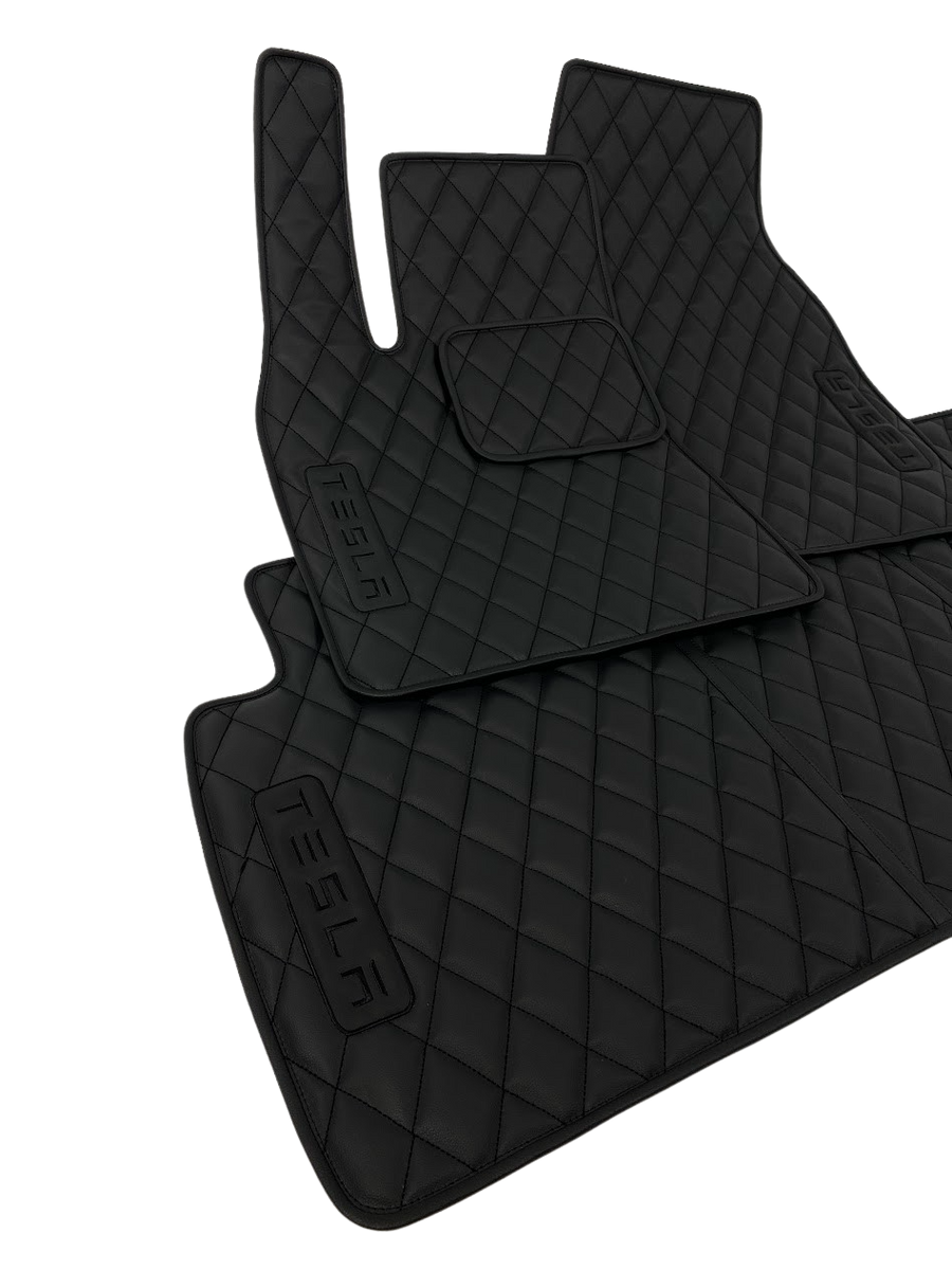 Custom Leather Tesla Model S Floor Mats - Handmade