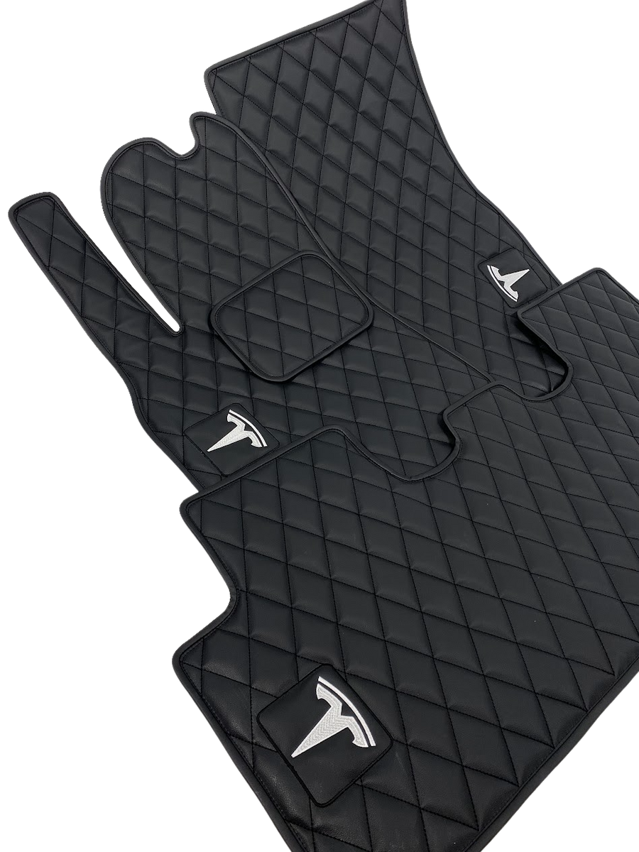 Custom Leather Tesla Model S Floor Mats - Handmade