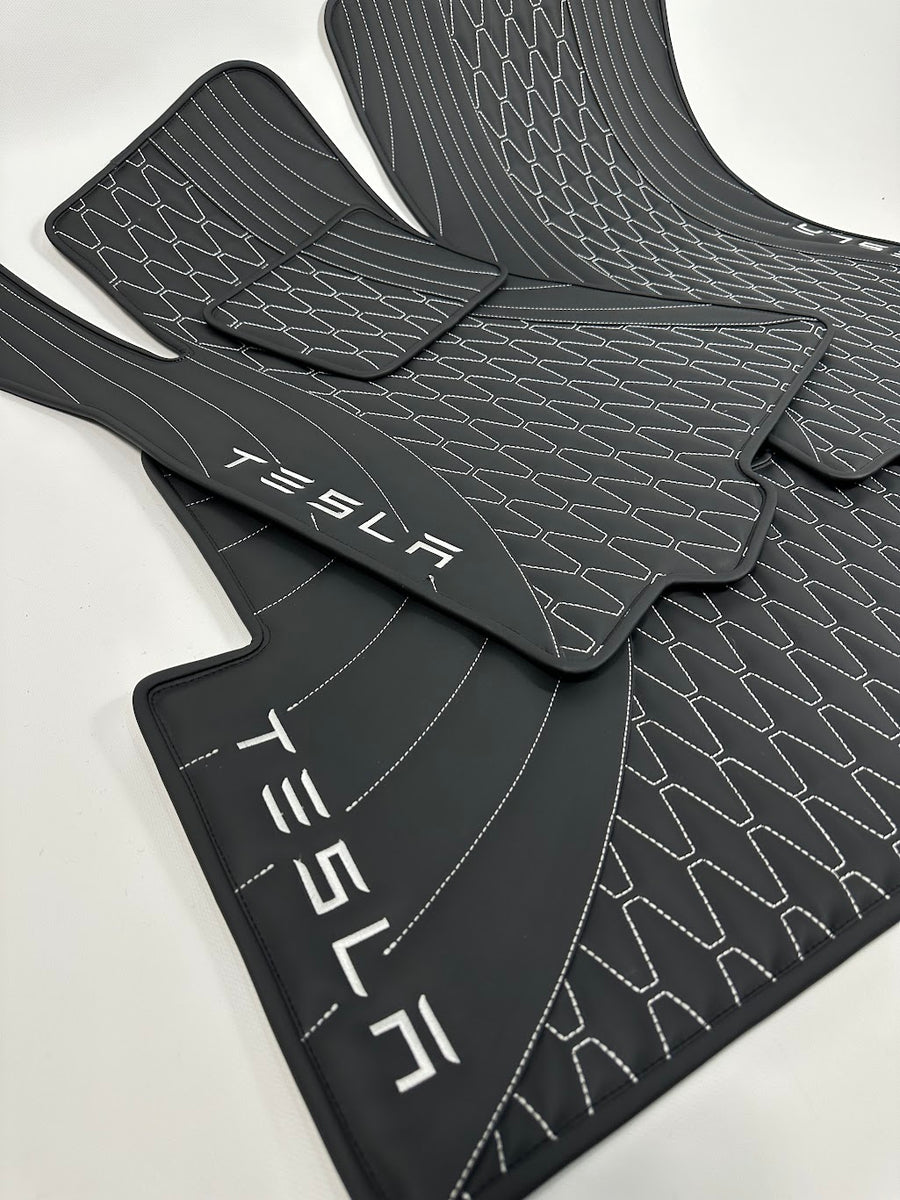 Custom Leather Tesla Floor Mats - Handmade