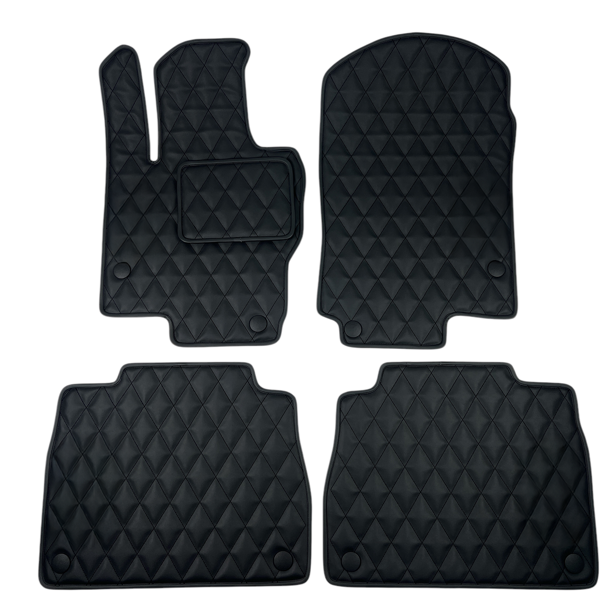Set of four black car mats with diamond pattern for Mercedes
