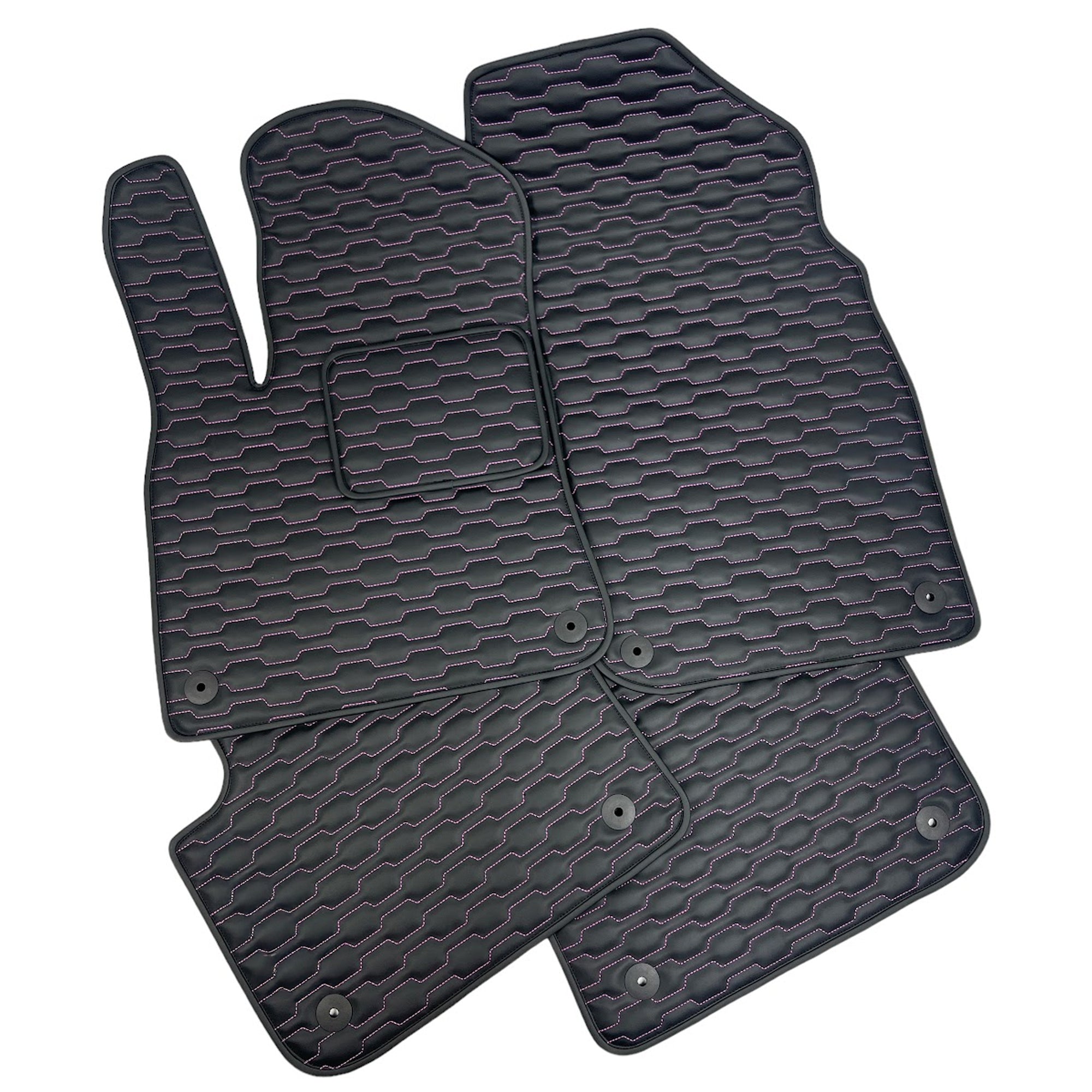 Floor Mats For Porsche Cayenne - RS Comb Design - Black With Pink Thread