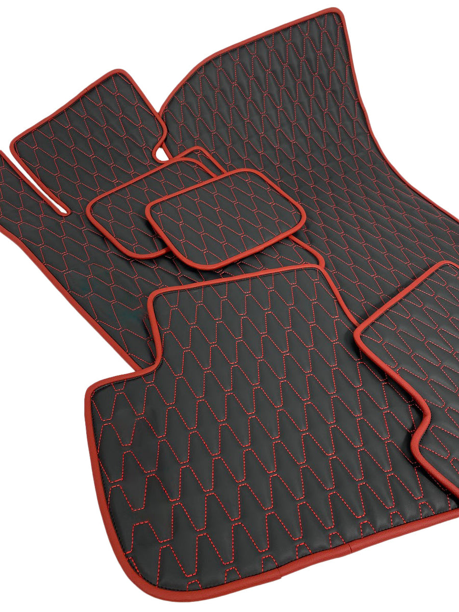 Black With Red Mercedes Floor Mat