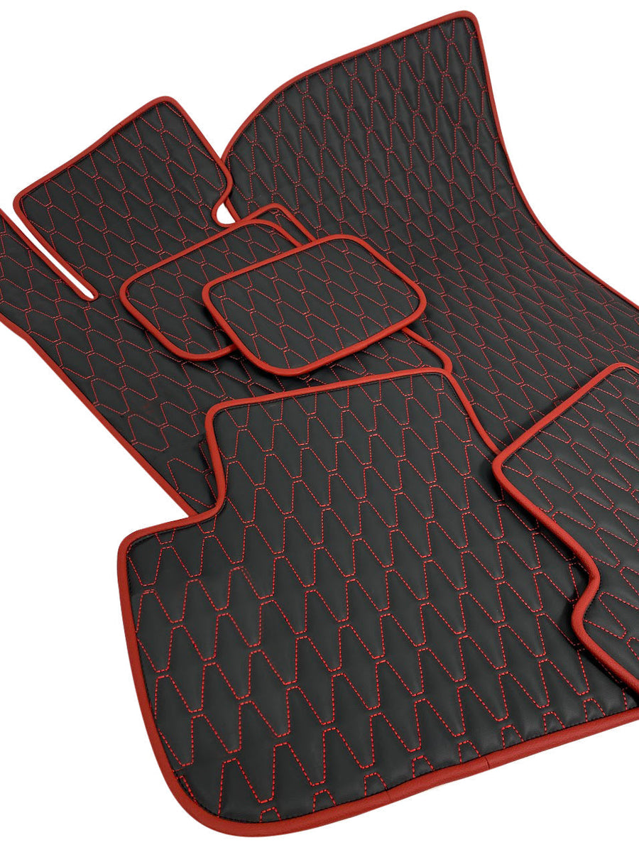 Black with Red Tesla Model S Floor Mats