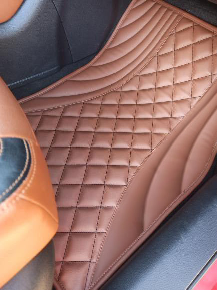 Brown Tesla Model X Leather Floor Mat